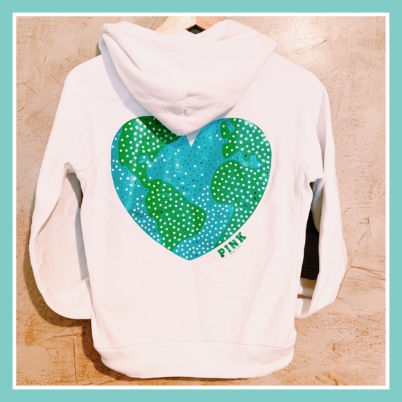 PINK Victoria's Secret Jackets & Blazers - VS Pink Vintage Heart Earth Day Recycle Hoodie